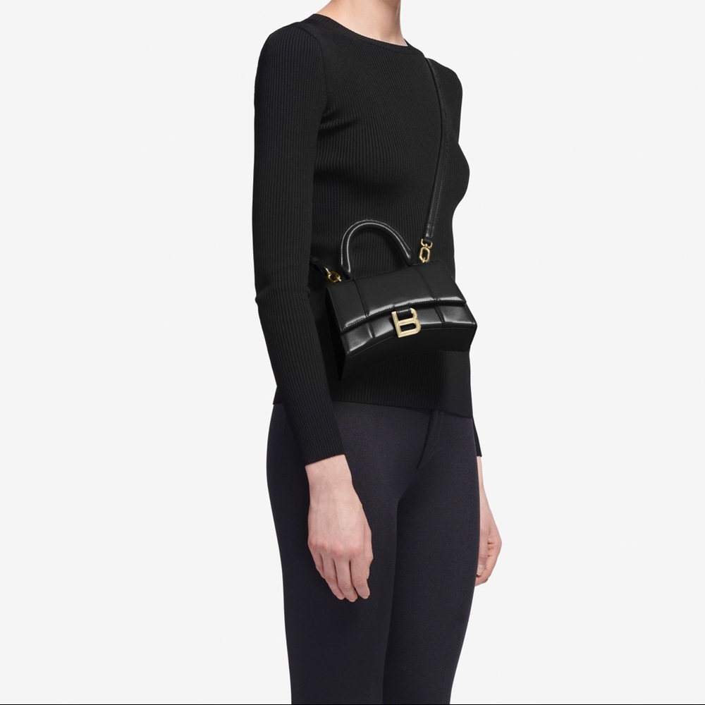 NWT Authentic Balenciaga Hourglass XS Top Handle Bag in Black - Picture 7 of 9